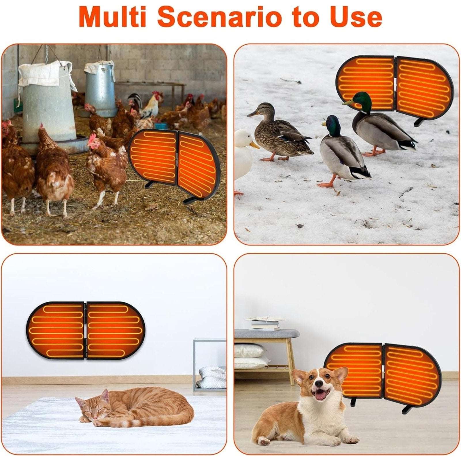 220W Chicken Coop Radiant Heater - Waterproof 3 Temp/5 Timer Tip Over Auto-Off