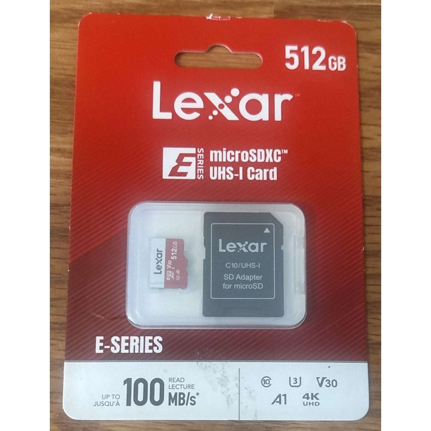 Lexar E-Series 512GB MicroSDXC UHS-I Flash Memory Card with Adapter, 100MB/s NEW
