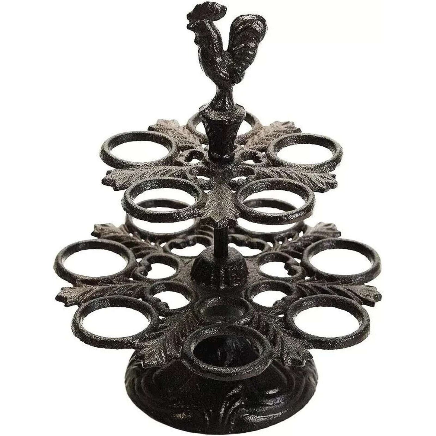 Sungmor Cast Iron 12 Eggs Holder Kitchen Tabletop Decor Rooster Design Rack