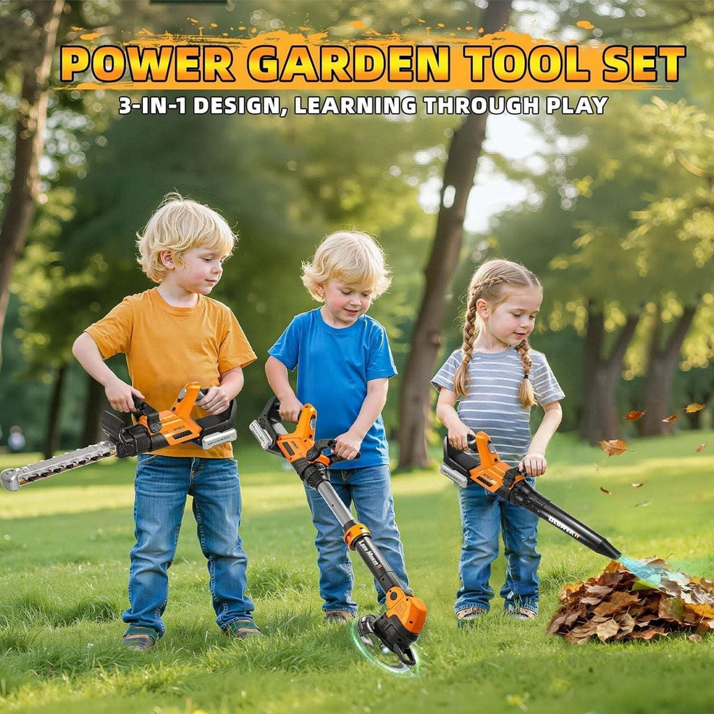 Kids Power Lawn Tool Set 3-in-1 w/ Sounds & Lights Weed Wacker, Trimmer & Blower