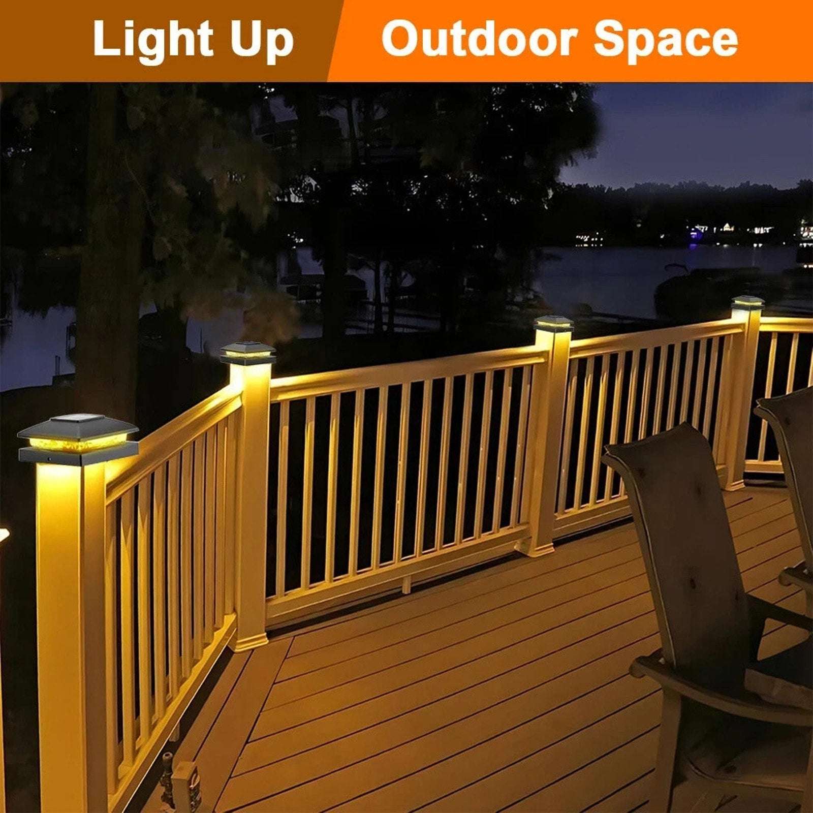 12 Pack Solar Post Cap Lights For 4x4 Outdoor Waterproof LED Deck Fence Black
