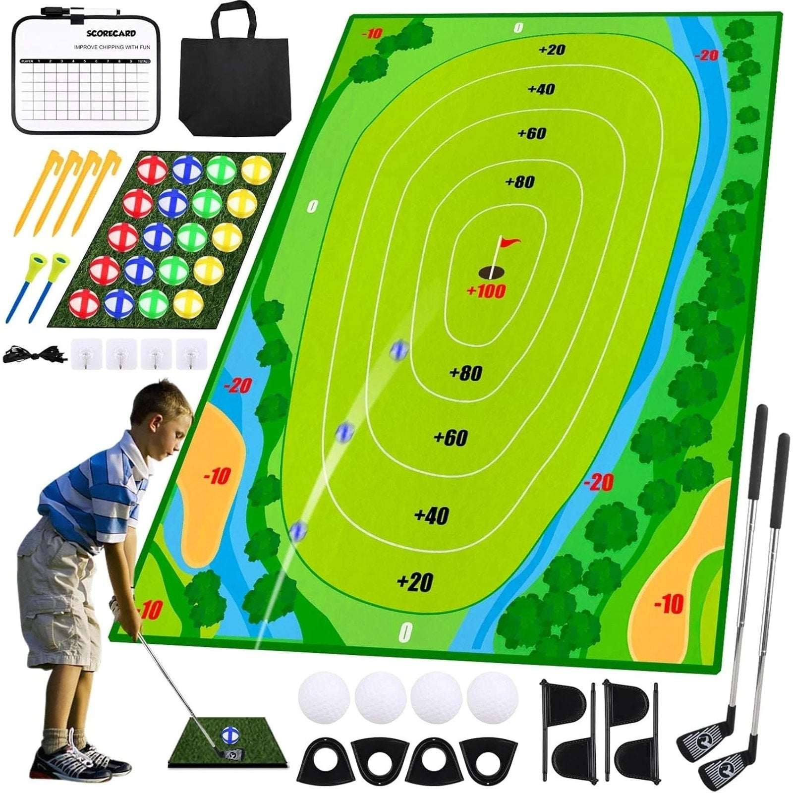 Golf Chipping Game Portable Sticky Golf Target Practice Set Indoor/Outdoor 3Mode