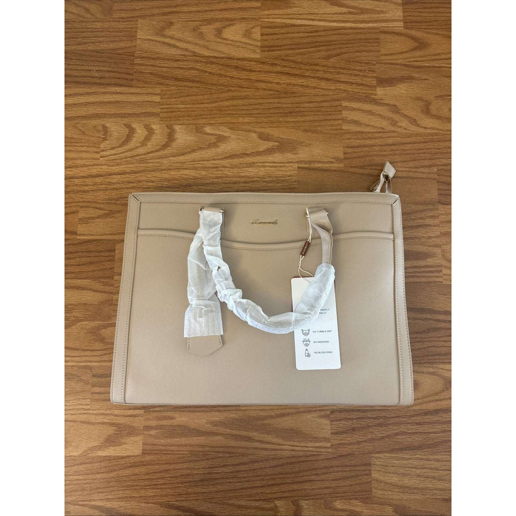 LOVEVOOK Laptop Tote Bag for Women Work, 15.6" Computer Briefcase Apricot/Beige
