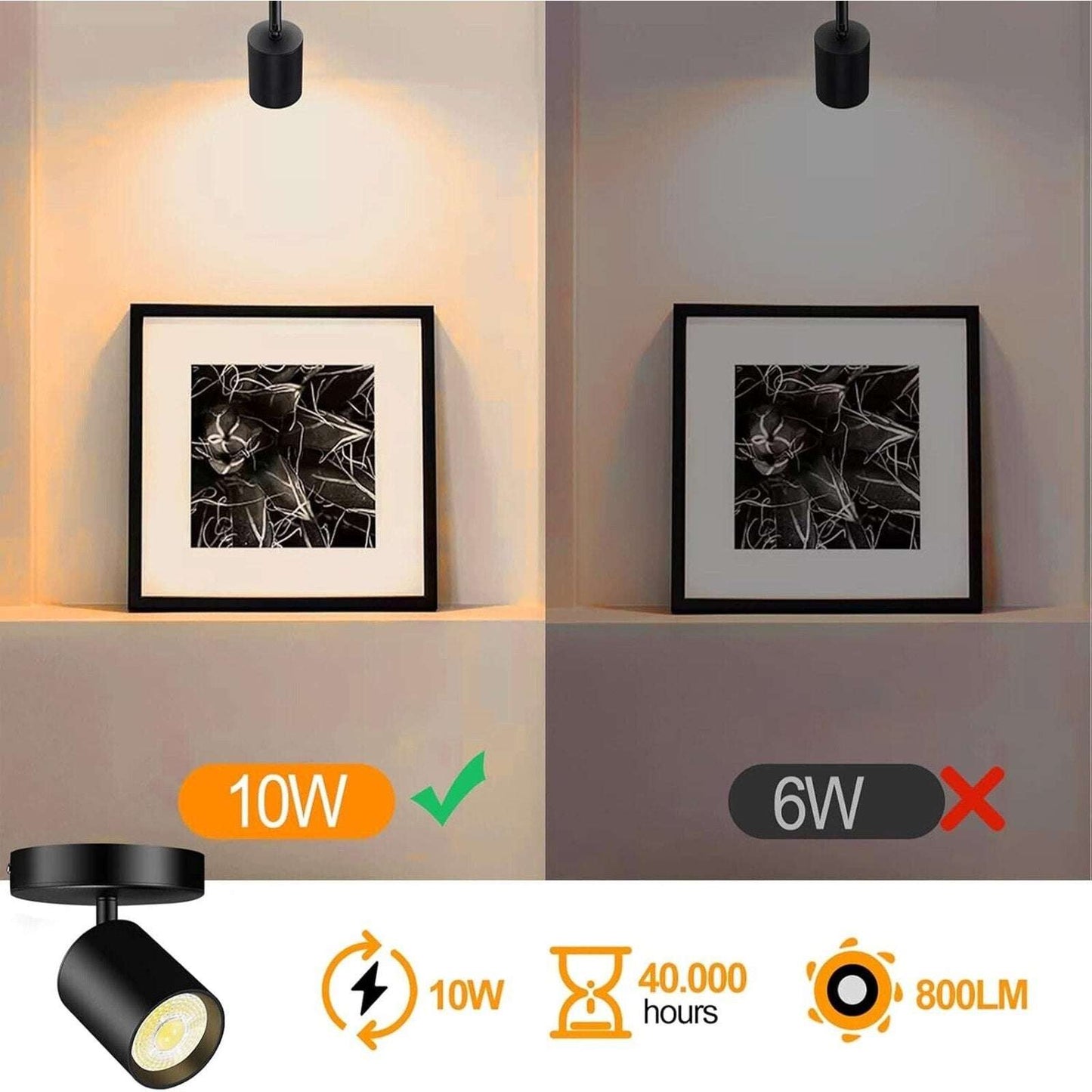 VANoopee 10W Dimmable Flicker Free Ceiling Flush Mount Adjustable Spotlight 2Pk