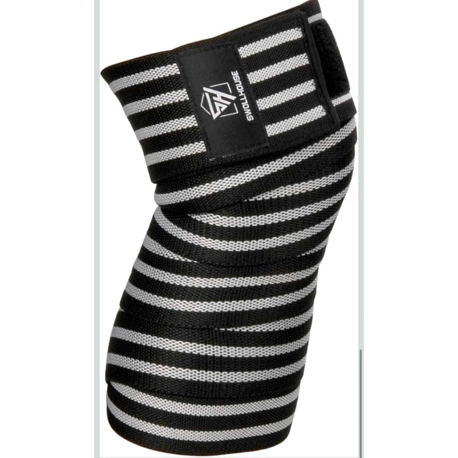 SWOLLHOUSE Knee Wraps + Wrist Wraps + Weight Lifting Straps Bundle (1 Pair Each)