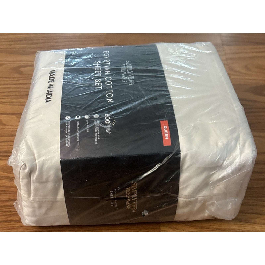 SIMPLY VERA WANG 800TC EGYPTIAN COTTON 4PC Sheet Set Whisper White QUEEN