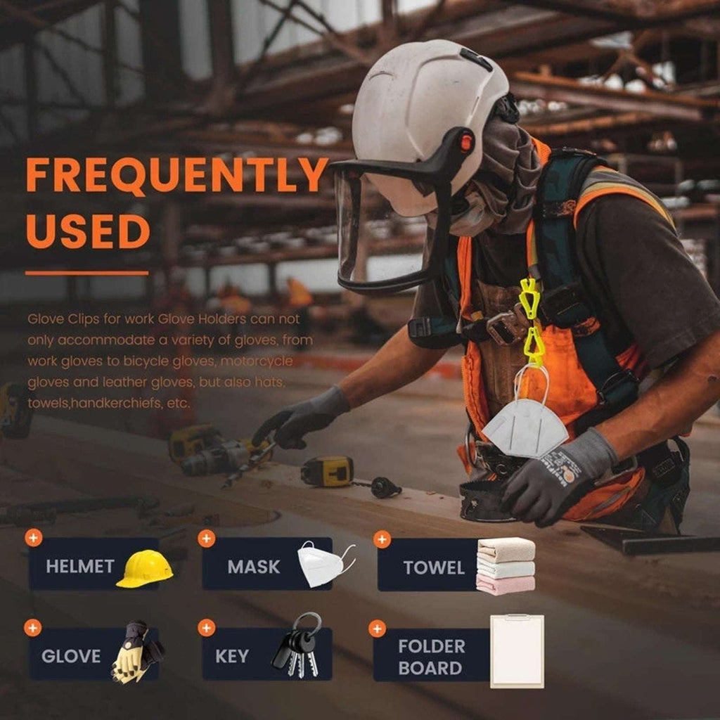 Heavy Duty Work Glove/Hat Clips Holders Belt Attachment 50-Pack Yellow Z-Shaped
