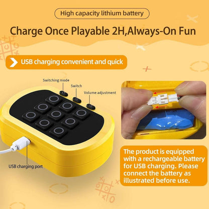 Electronic Tic-Tac-Toe 5-in-1 Games Rechargeable Handheld Console Ages 6-12