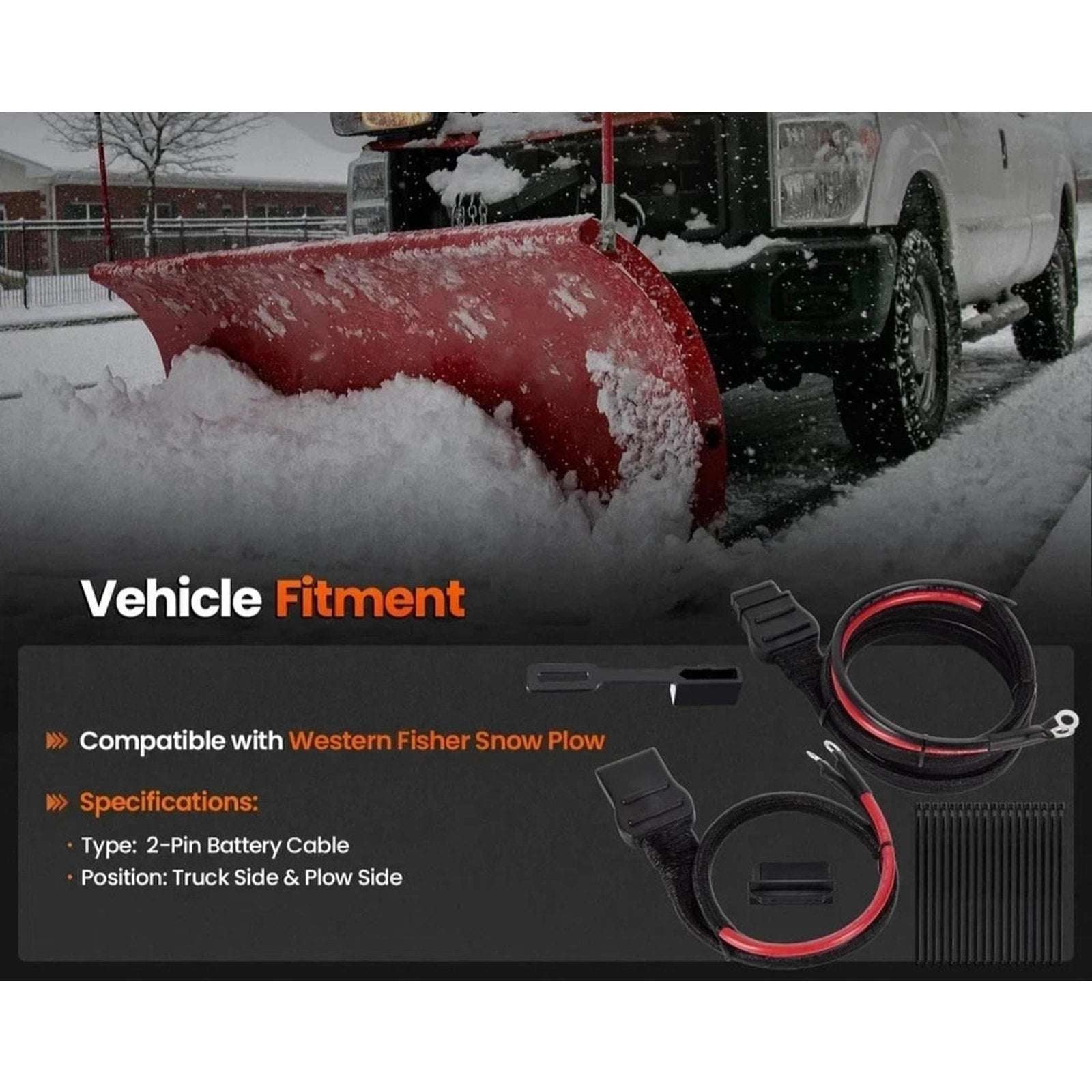21294 61169 for Western Fisher Snowplow 2 Pin Battery Cable Plow & Truck Side