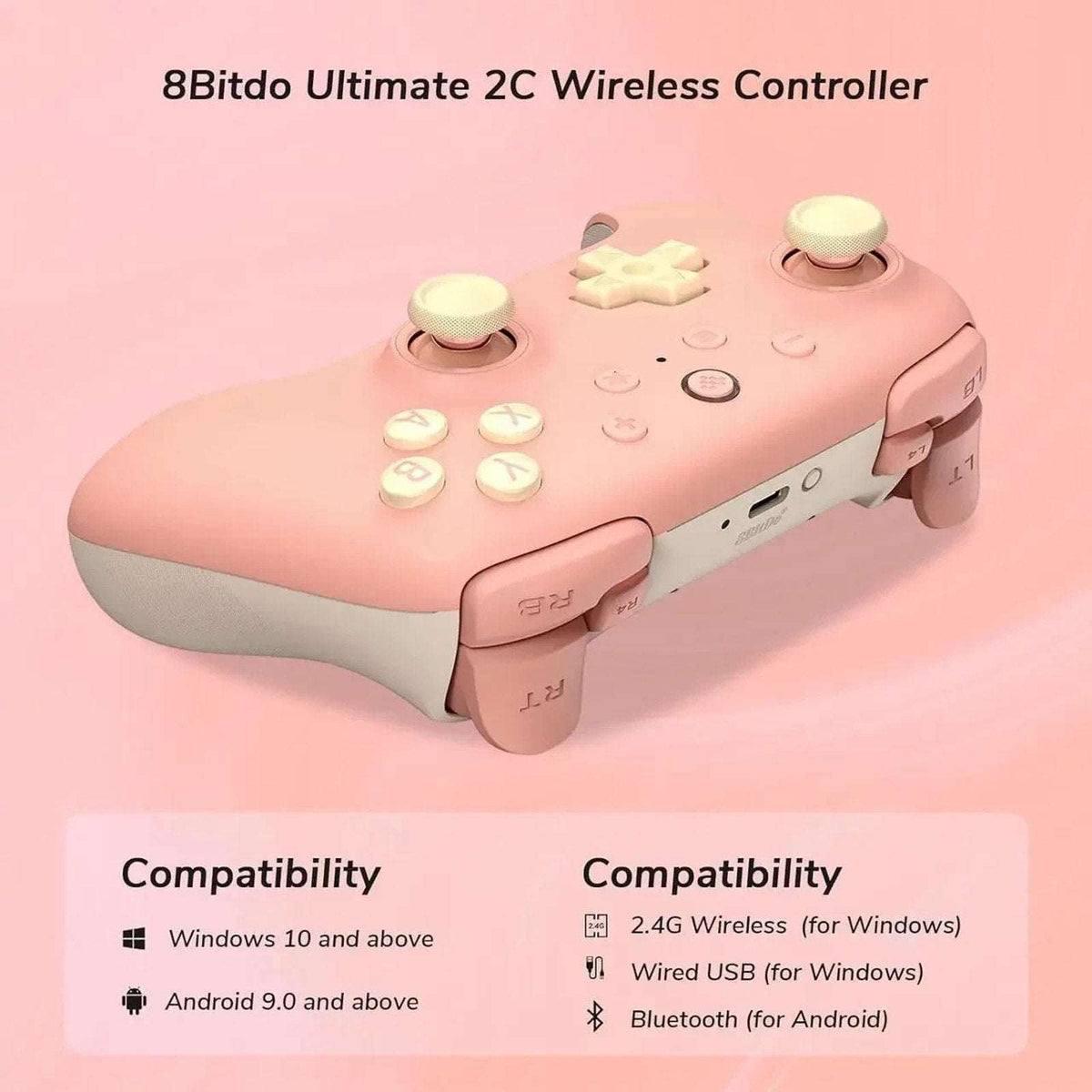 8BitDo Ultimate 2C Wireless Controller Peach 2.4G Bluetooth USB PC Android