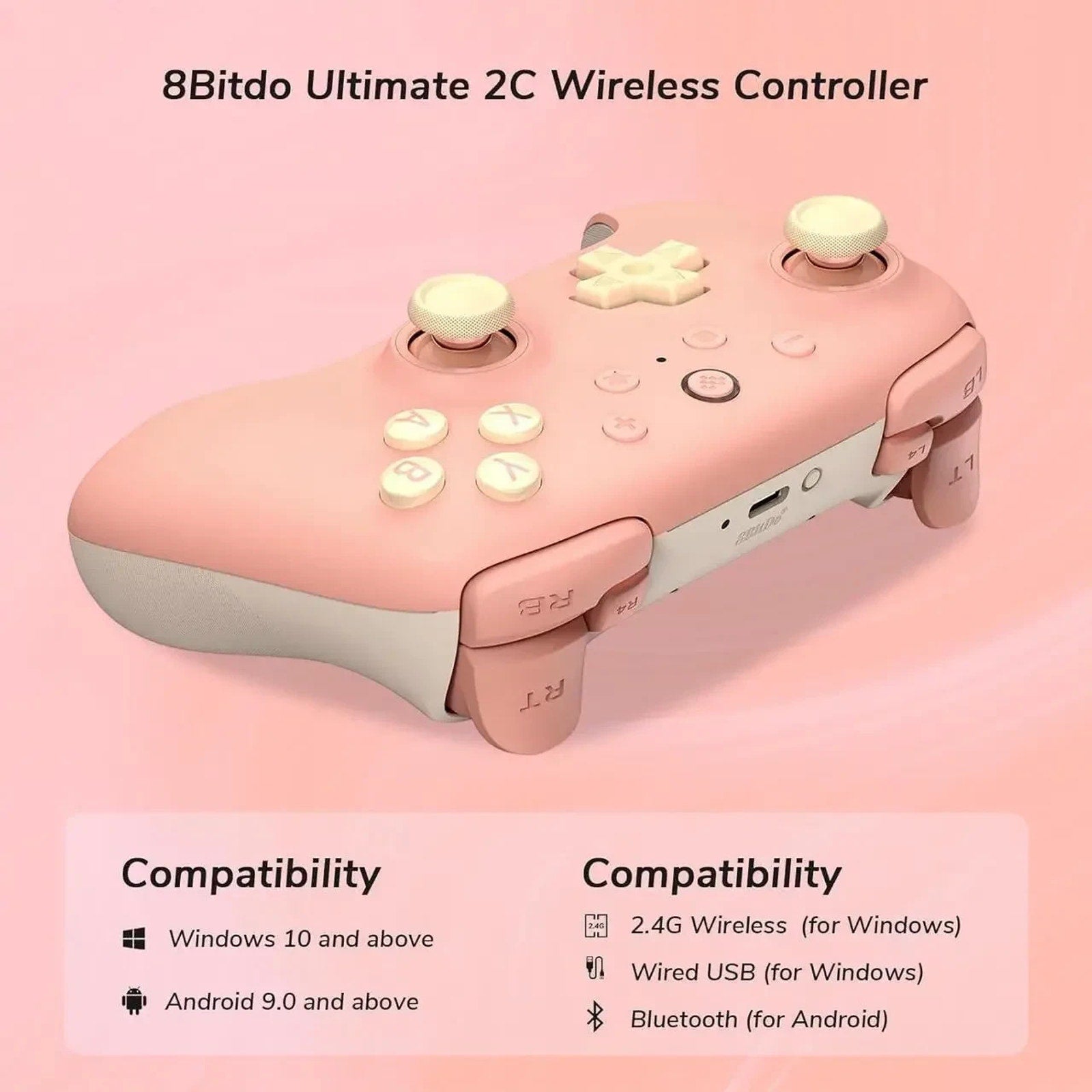 8BitDo Ultimate 2C Wireless Controller Peach 2.4G Bluetooth USB PC Android