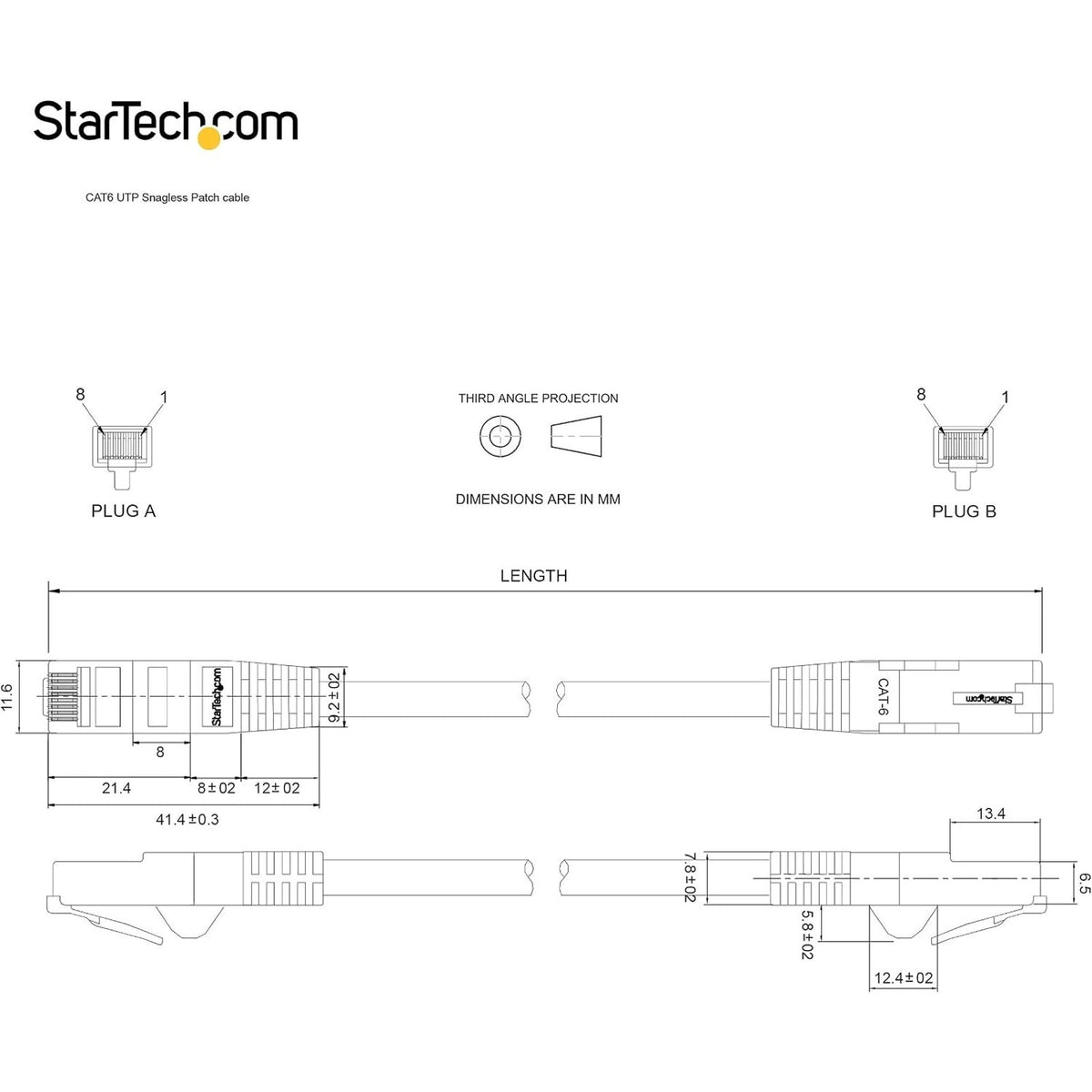 4 Pack StarTech Cat6 Ethernet Network Patch Cable 14ft RJ45 Snagless N6PATCH14PL