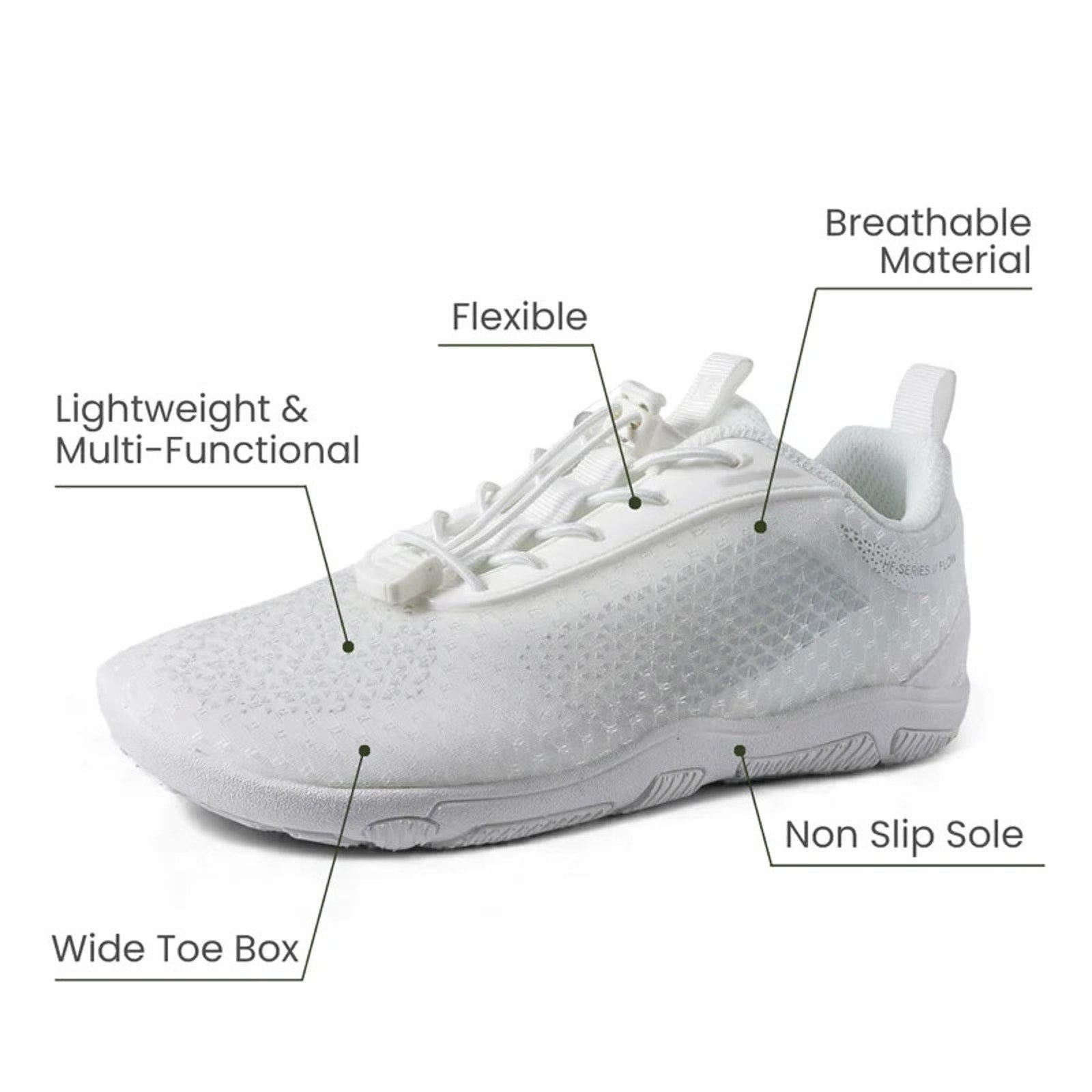 Hike Footwear HF Flow Barefoot Shoes For Foot, Knee & Back White/Gray 7 US