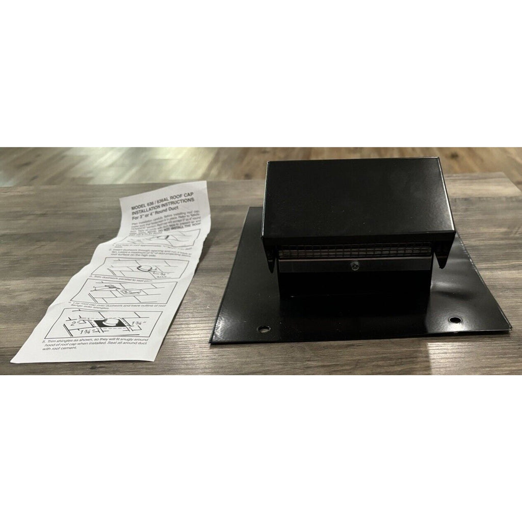 Broan NuTone 636 Roof Cap w Built-in Damper / Bird Screen for 3" 4" Round Duct