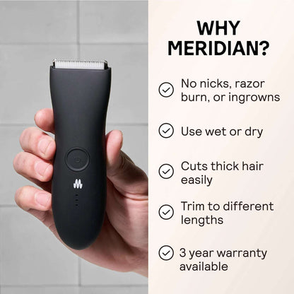 Meridian The Trimmer Whole Body Hair Trimmer Waterproof & Rechargeable in ONYX