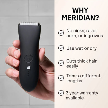 Meridian The Trimmer Whole Body Hair Trimmer Waterproof & Rechargeable in ONYX