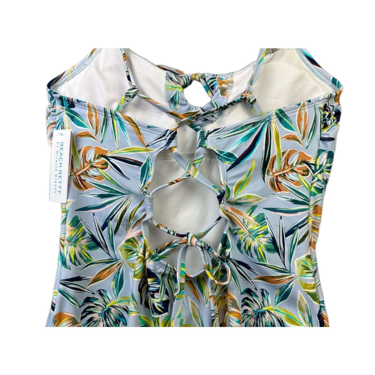 Beach Betty by Miracle Brands Blue Tropical Floral Keyhole SwimSuit X Large