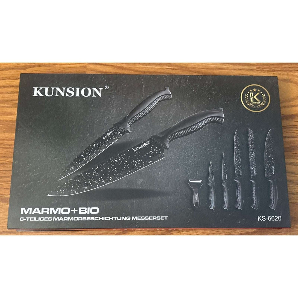 KUNSION KS-6620 6 Piece Knife Set MARMO + BIO Antibacterial, Non-Stick