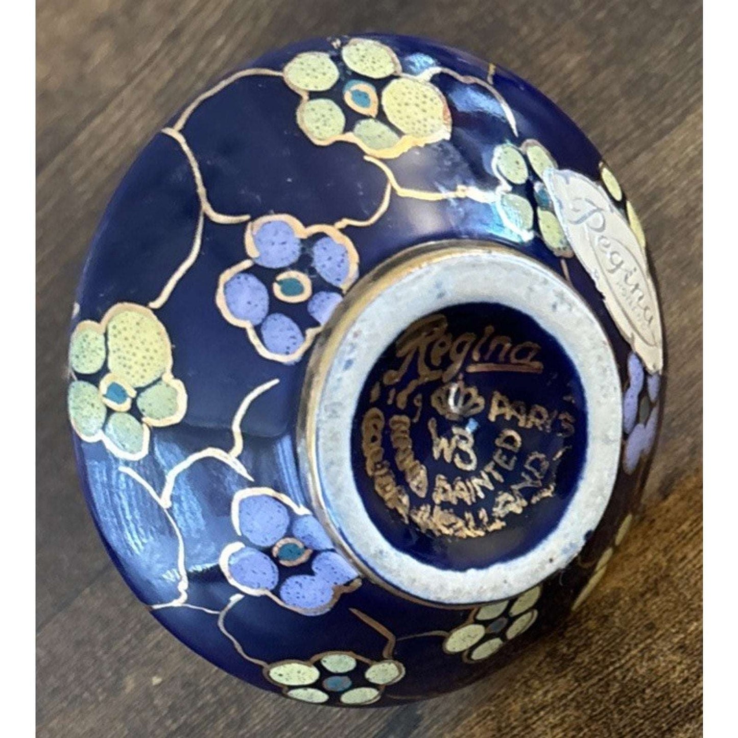 VTG REGINA Paris GOUDA HOLLAND ART POTTERY 109 Cobalt Blue Hand Painted BUD VASE