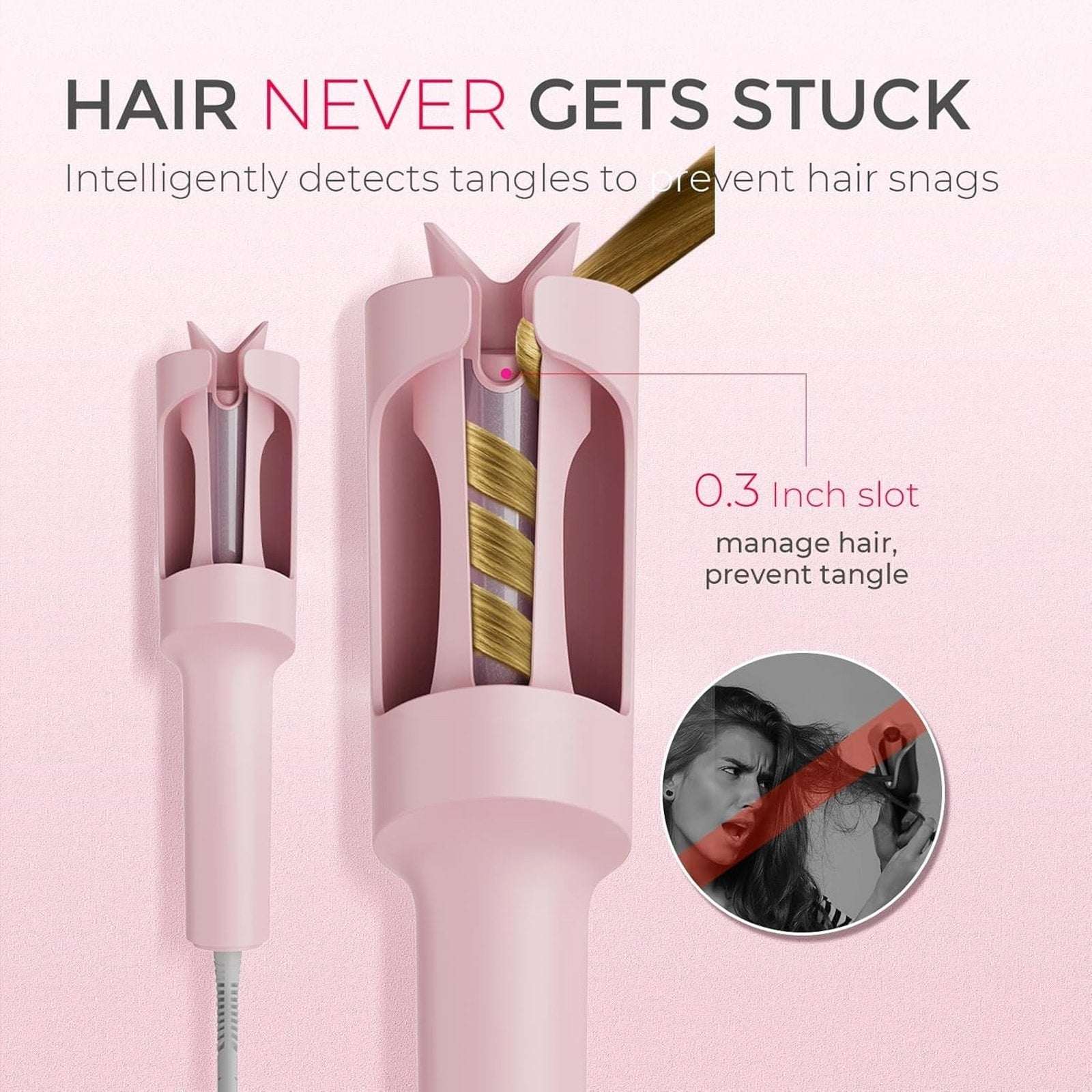 TYMO CURLPRO 1 Inch Automatic Rotating Curling Iron Anti-Tangle Smart Temp Contr