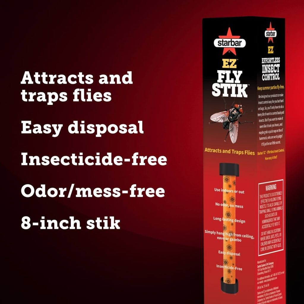 Starbar EZ Fly Stik Odorless Sticky Fly Trap 2-Pack Indoor & Outdoor w/ Hanger