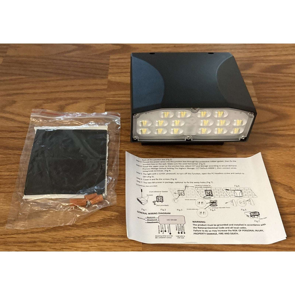 Garrini 30W Dusk to Dawn LED Wall Pack Security Light w/ Adjustable CCT & Power