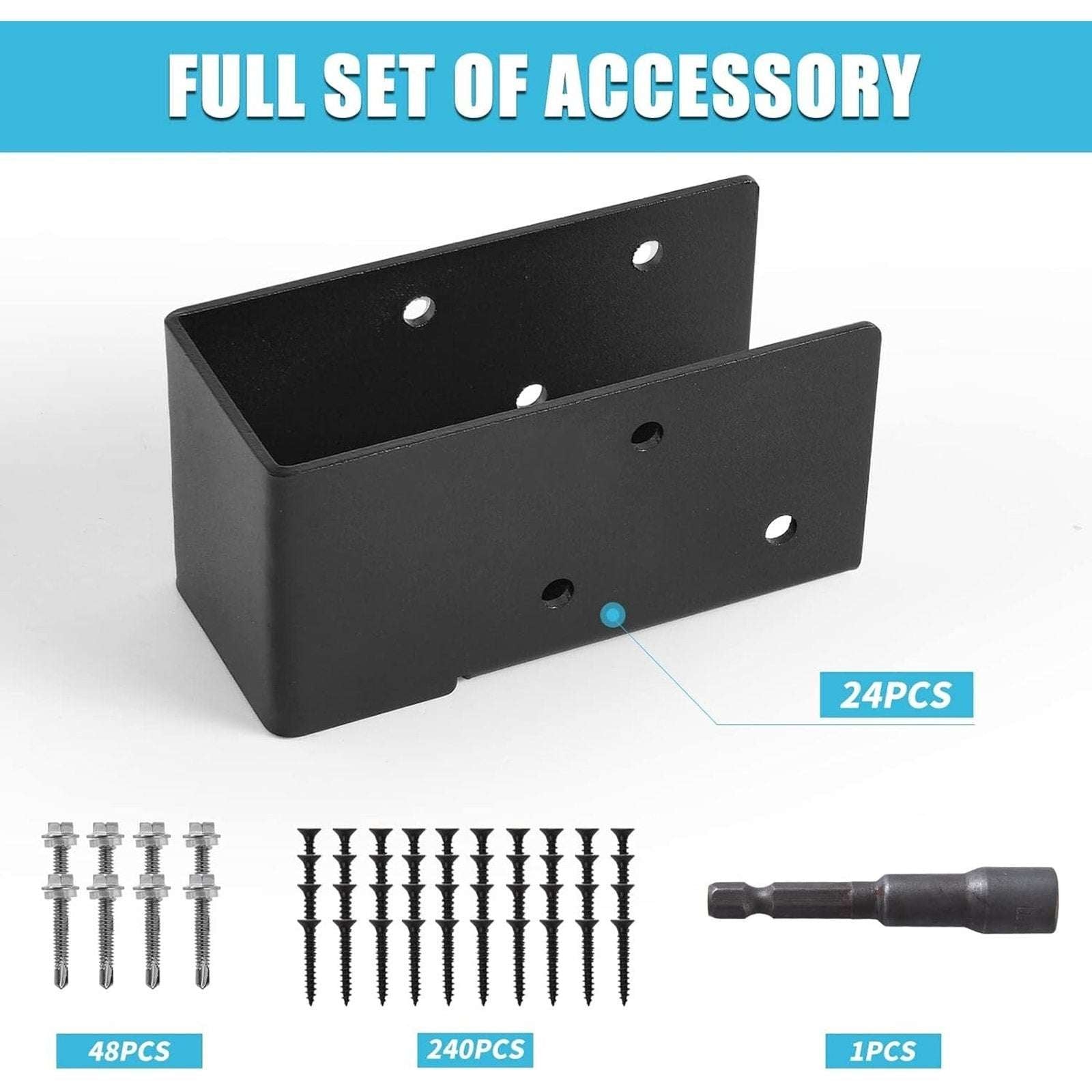 24 Concealed Joist Hanger Flange Powder-Coated Steel Bracket for 2x4" Beam Swing
