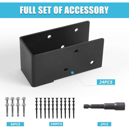 24 Concealed Joist Hanger Flange Powder-Coated Steel Bracket for 2x4" Beam Swing