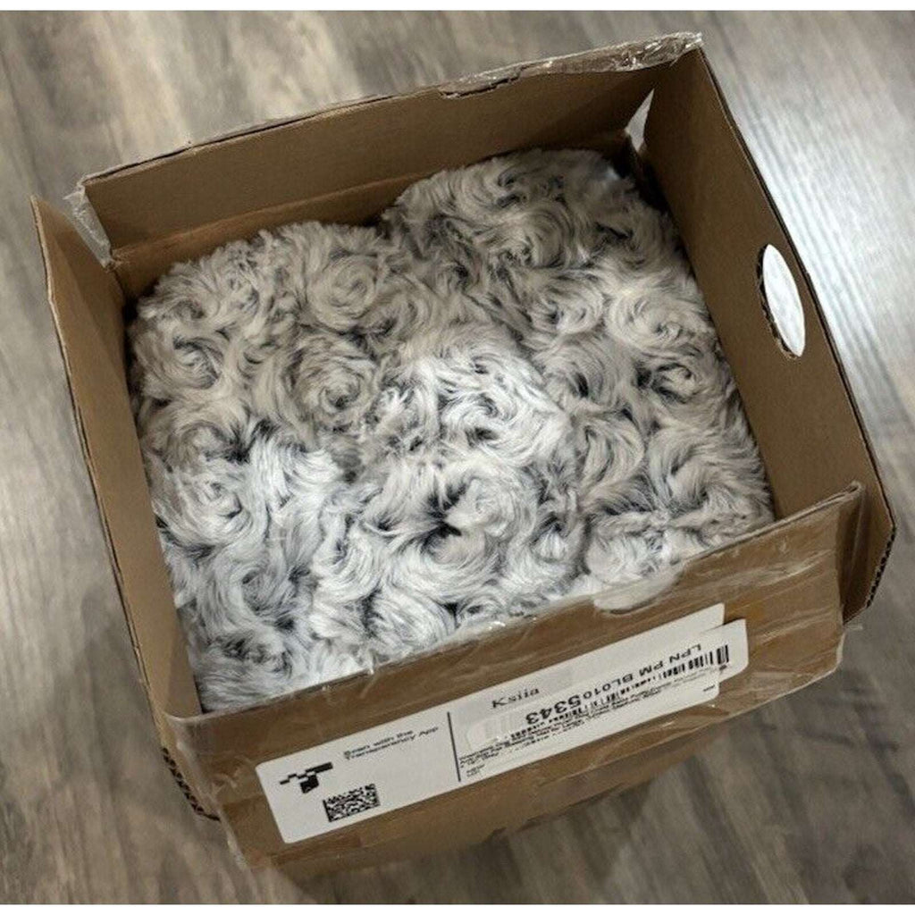 KSIIA Washable Dog Bed Deluxe Soft Plush Kennel Pad Anti-Slip 23" x 18" x3" Grey