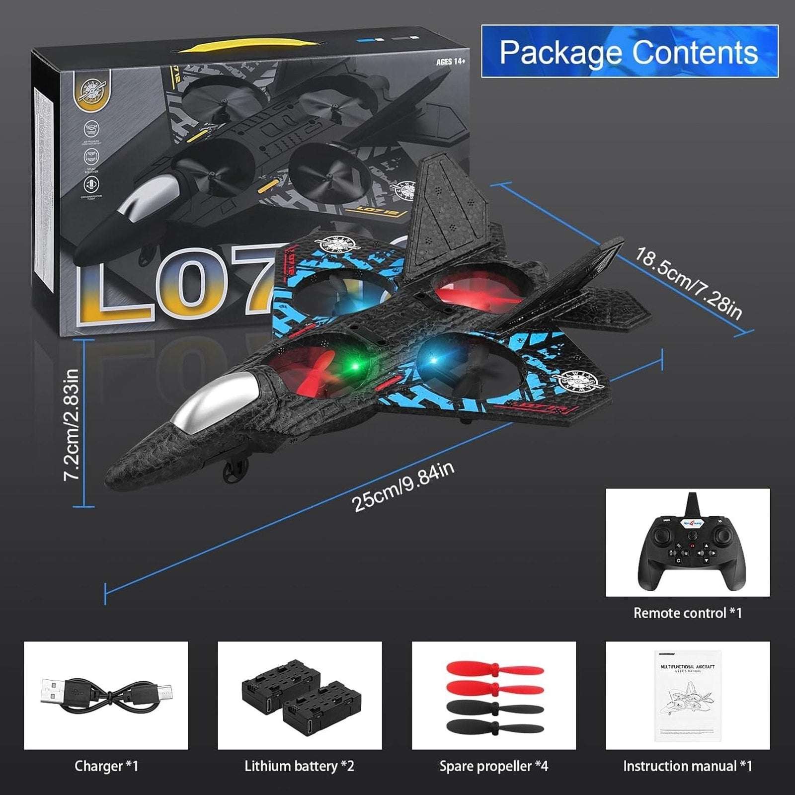 F-22 Raptor Drone2.4GHz RC Remote Control Stunt Plane Easy to Fly L0712 14YRS +