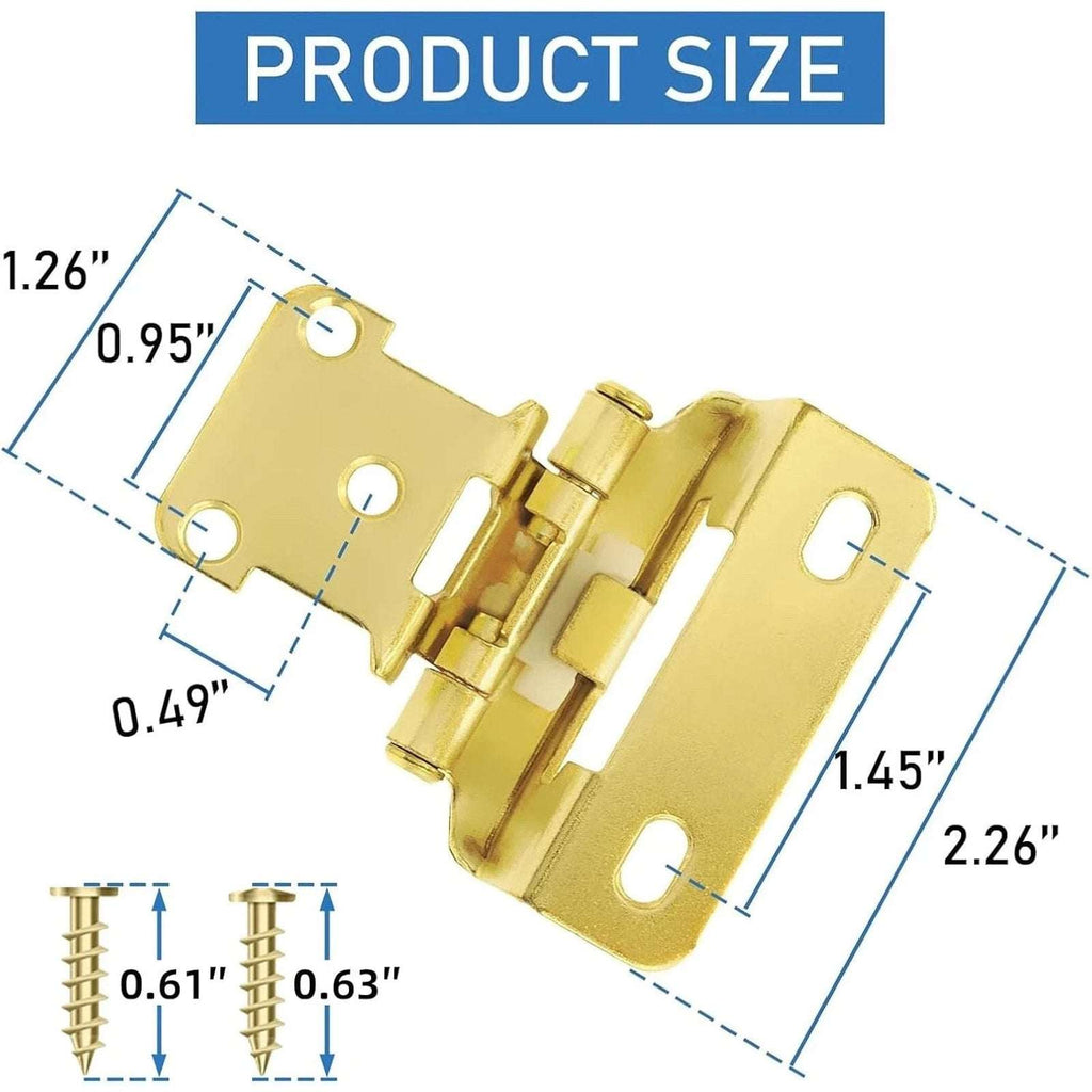Donanim 1/2 Overlay Semi Wrap Self Closing Cabinet Hinges Brass Gold 28 Pair/56