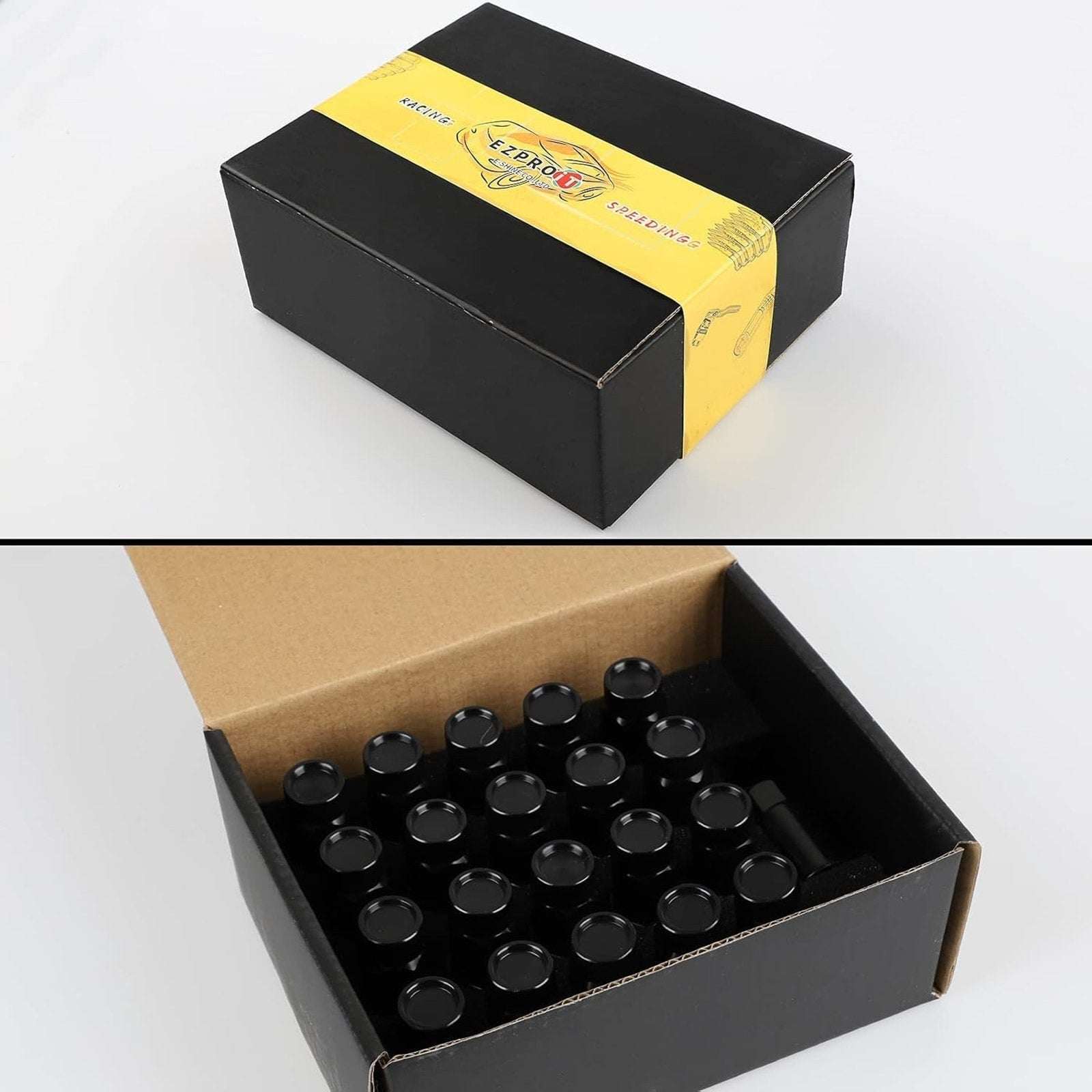 20PC Steel Anti-Theft Spline Closed End Lug Nuts M12X1.5 +Socket Black Wheel Rim