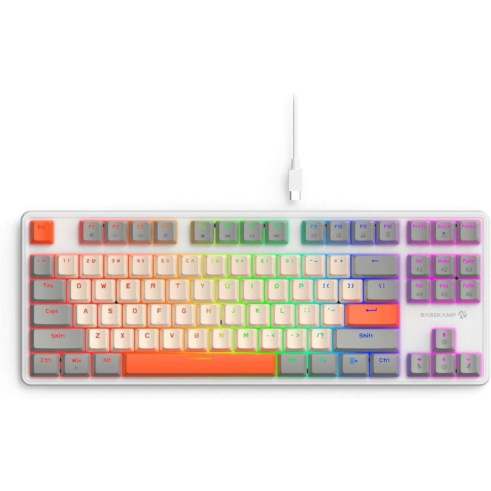 Retro EVO TKL 87 Mechanical Gaming Keyboard w Linear Switches Rainbow Lighting E