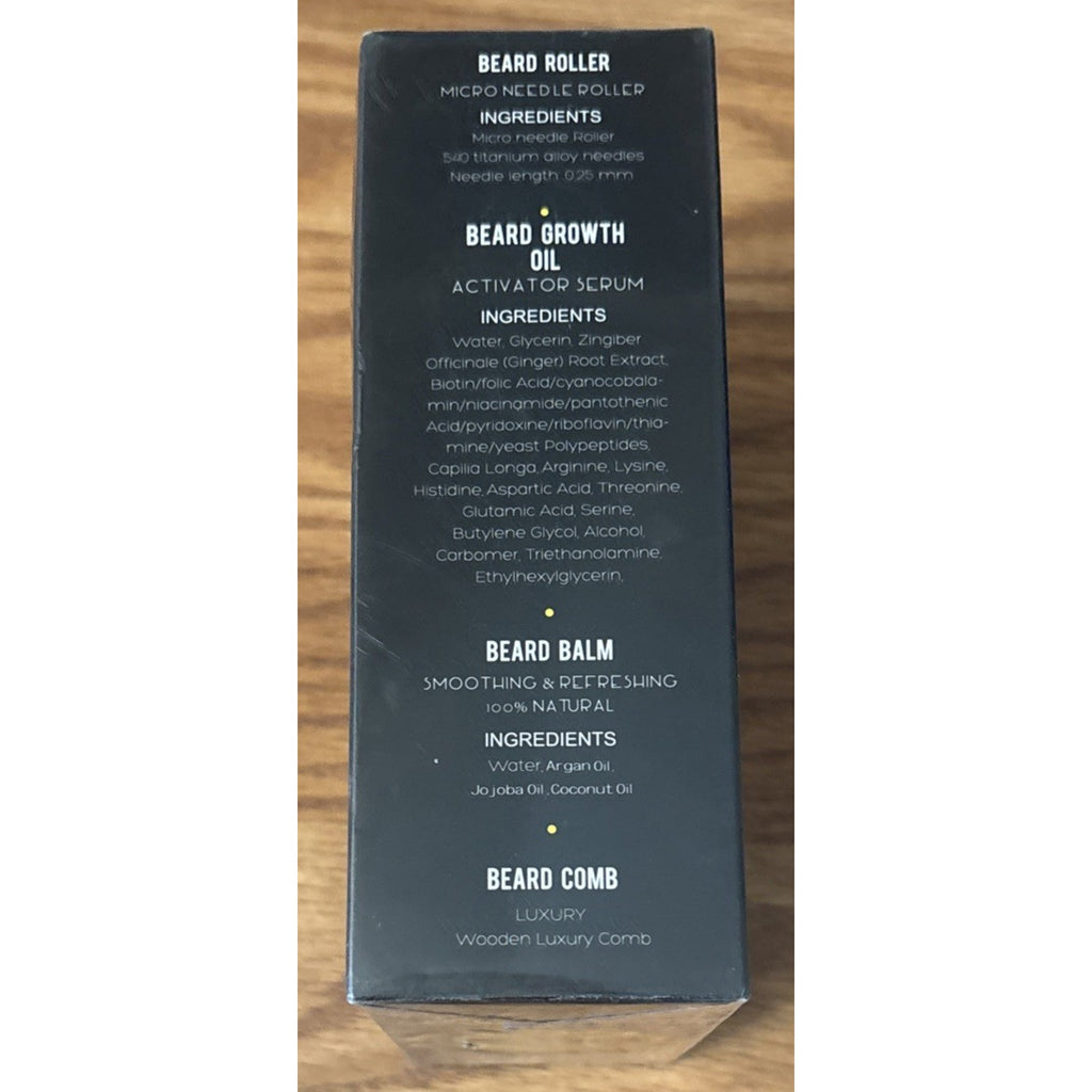 Naland Beard Growth Kit - Growth Oil (2oz), Beard Balm, Beard Comb & Massager
