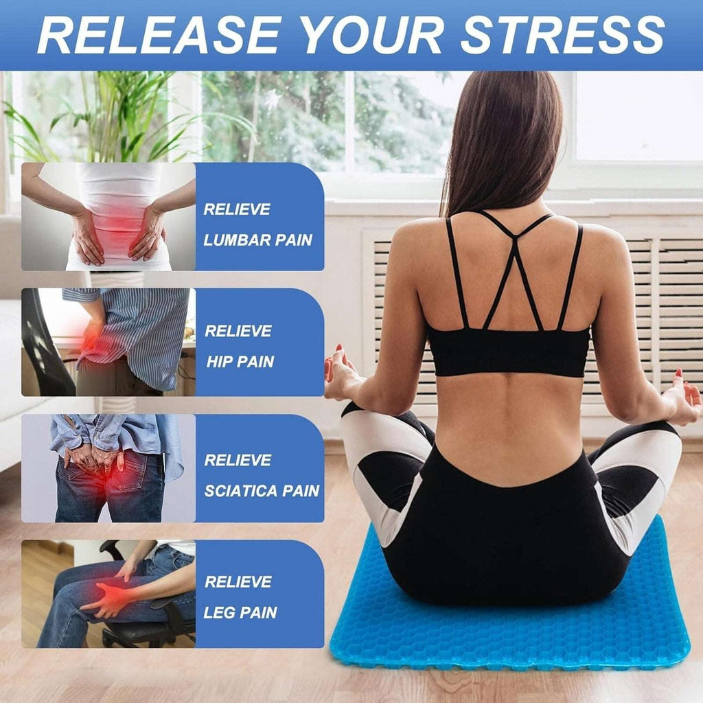 Gel Seat Cushion Long Sitting 16.5" x 14.5" x 2.4" Extra Thick Pressure Relief