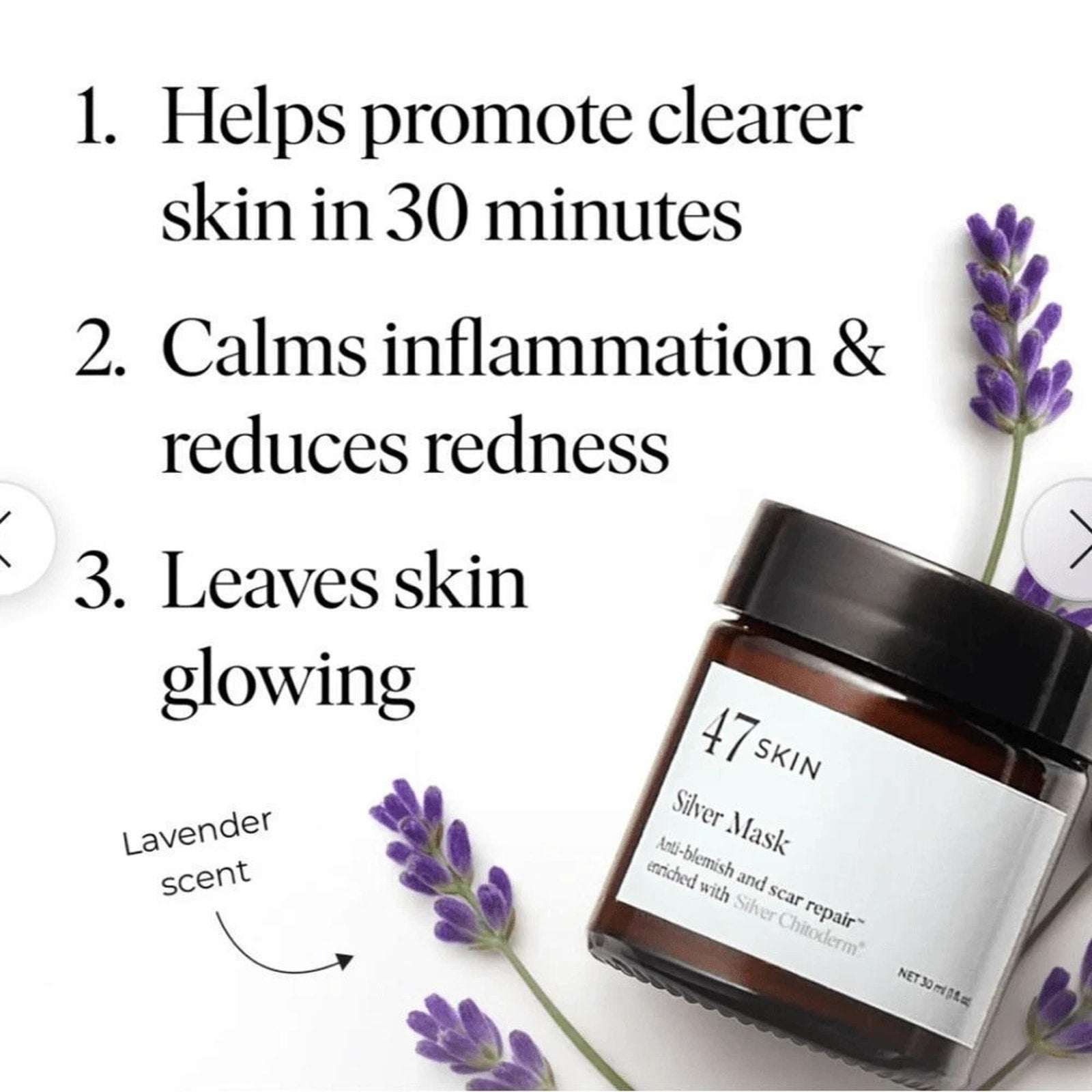 47 Skin Silver Mask, Anti-Blemish and Scar Repair w/ Silver Chitoderm, 2 fl oz.