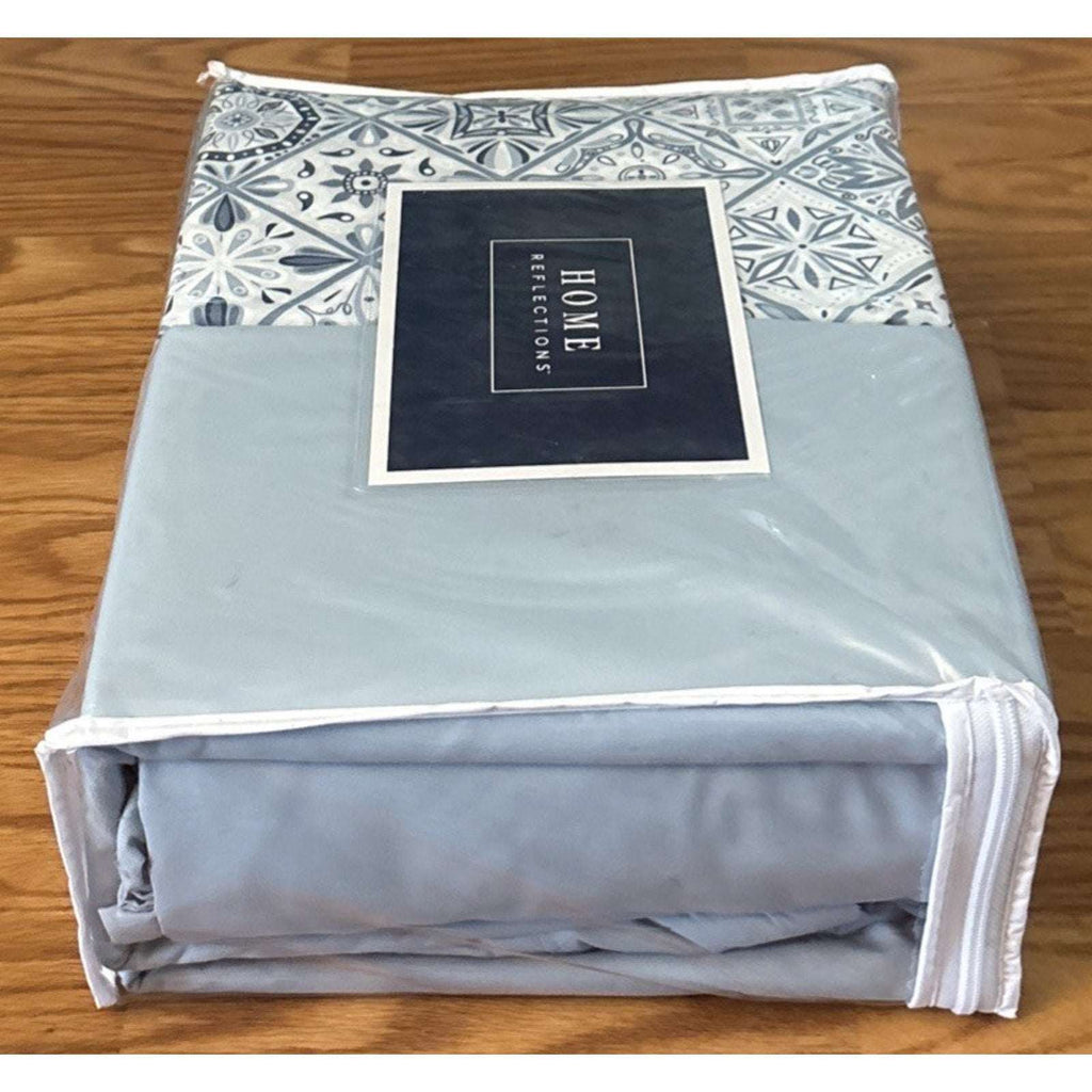 2 Complete Home Reflections Double Brushed Queen Sheet Sets +Extra Cases - Blue