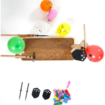 Large Handmade Wooden Fencing Fighting Balloon Puppets 2Player Battle Board Game