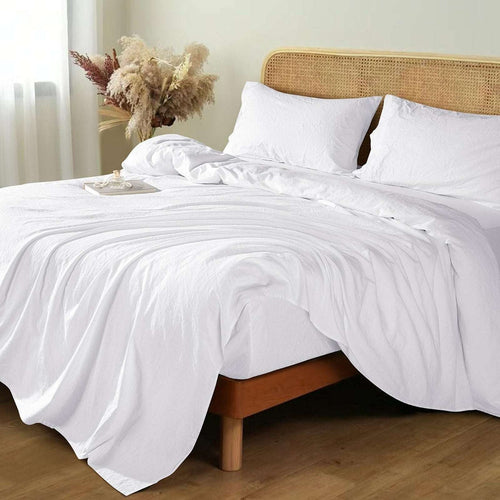 100% French Pure Linen Sheet Set Deep Pockets Queen Size Breathable & Cooling