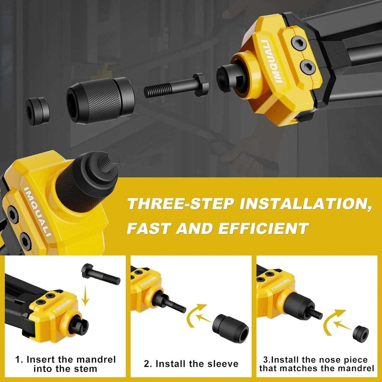 IMQUALI 16" Hand Rivet Nut Tool Kit 14 Metric & SAE Mandrels & Nut Set with Case