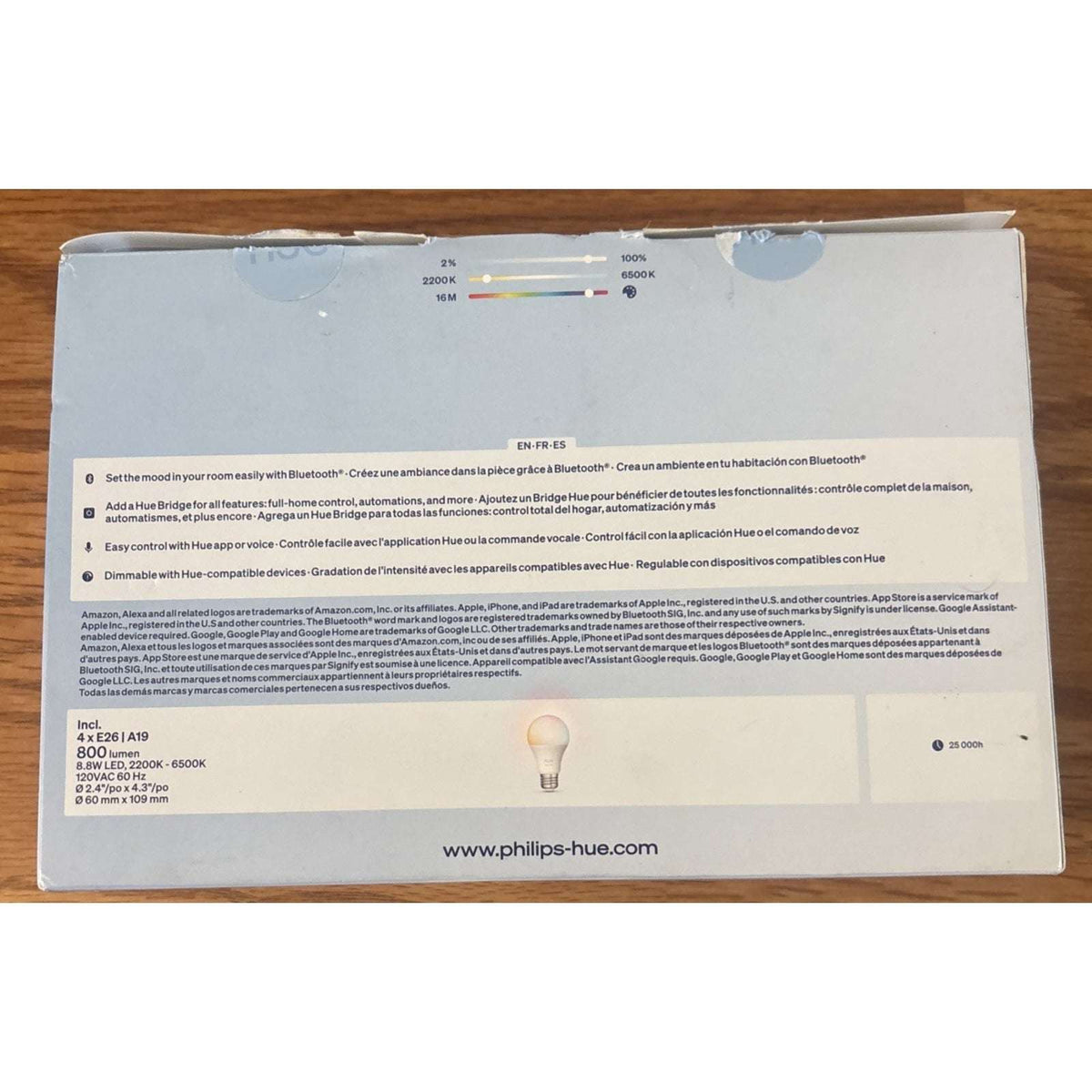 4PK Philips Hue Essential A19 E26 Smart Bulb 800lm 8.8W White & Color Ambiance