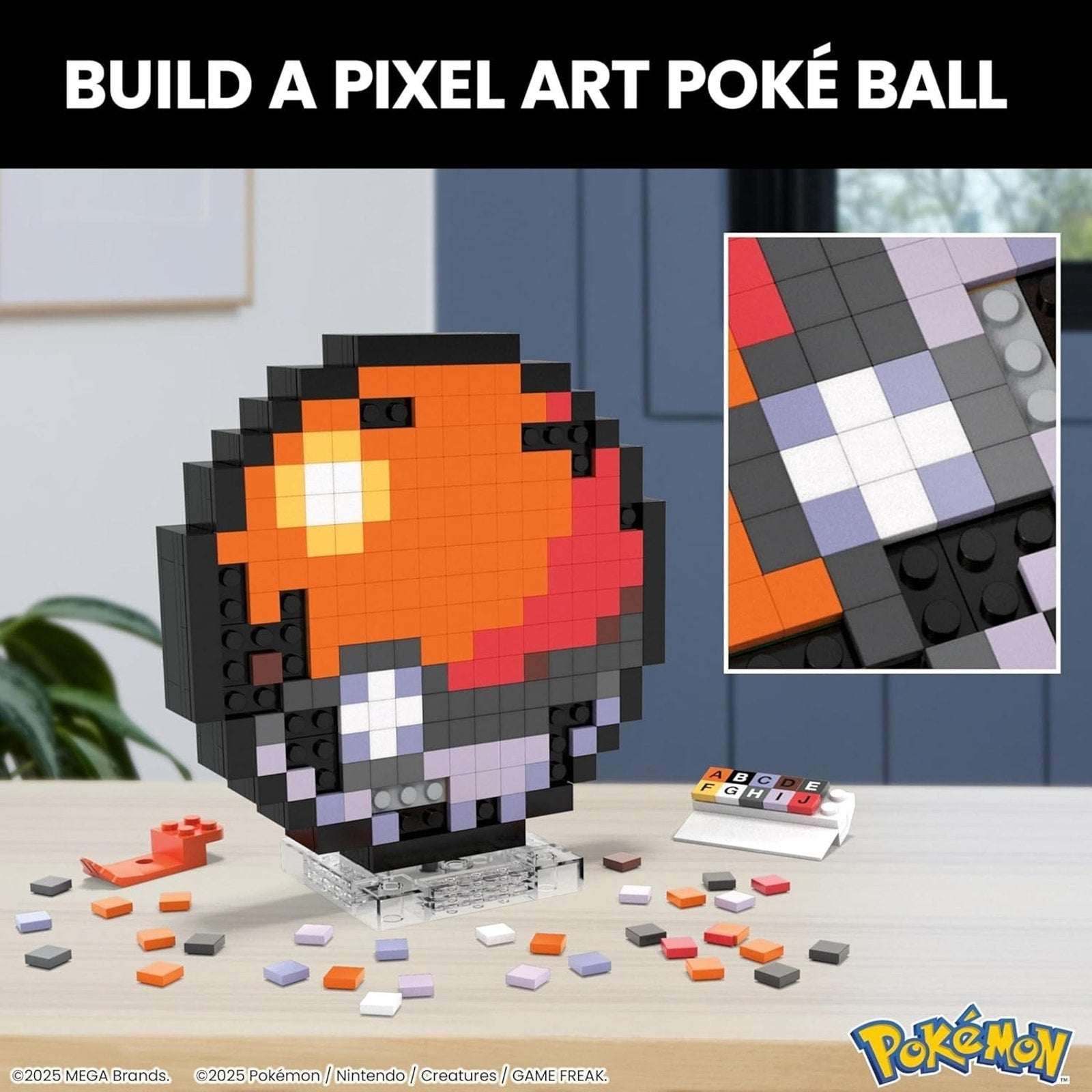 MEGA BLOKS Pokemon POKE BALL Pixel Art 384PC Building Toy Set JGG71 Retired 2025