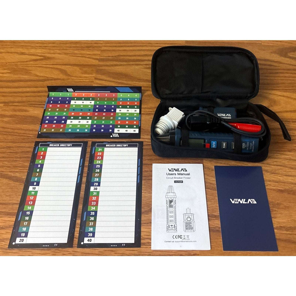 VENLAB Circuit Breaker Finder w/ LCD Display GFCI Outlet Tester 90-130V AC Circu