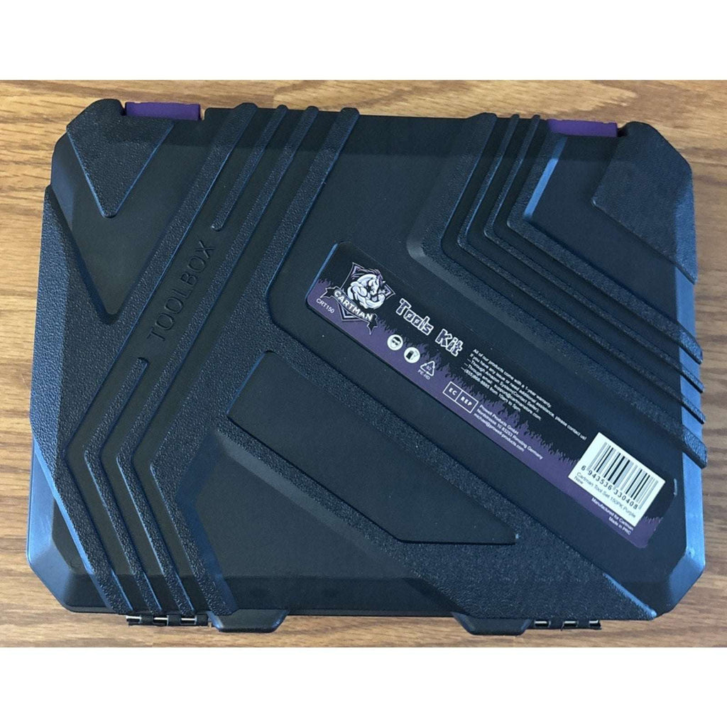 CARTMAN 150 Piece Tool Set, Home Tool Kit w/ 8V Purple Cordless Drill Set & Case