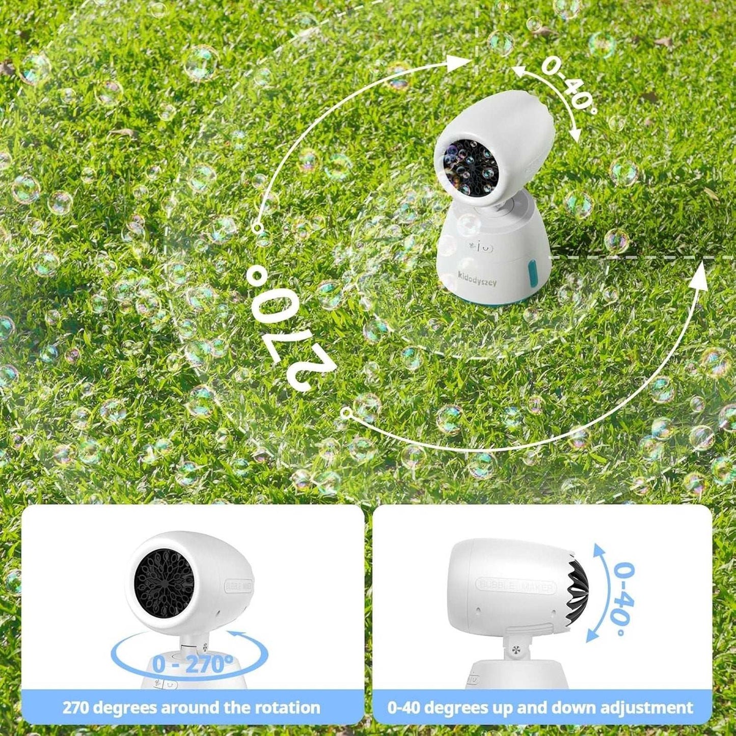 Oscillating Automatic Bubble Machine Blower Maker Wireless Rechargeable Portable