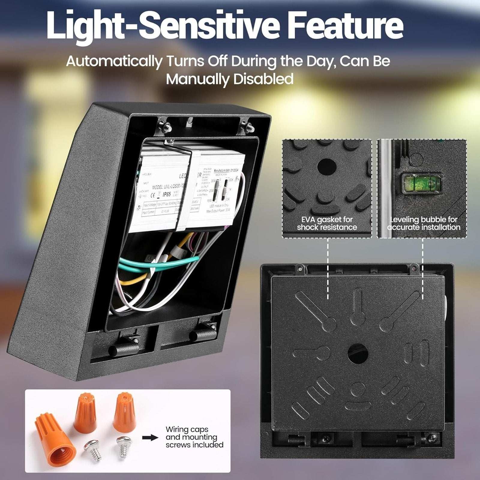 Garrini 30W Dusk to Dawn LED Wall Pack Security Light w/ Adjustable CCT & Power