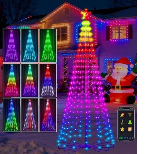 8' Smart 340 LED Christmas Tree App Control RGB Lighted Cone Music Sync DIY IP65