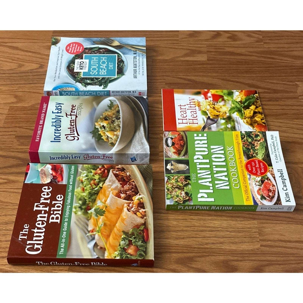 5 Book/Cookbook Lot Diet Gluten-Free Heart Healthy Plant-Based South Beach Keto