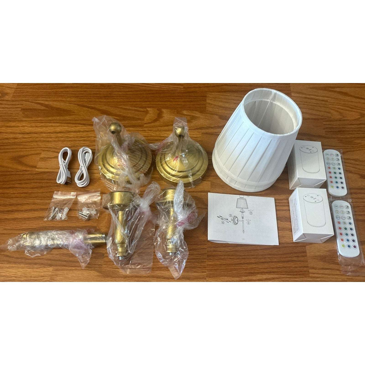 Battery Operated Wall Sconce Set of 2, Vintage Gold Wireless Rechargeable Lights