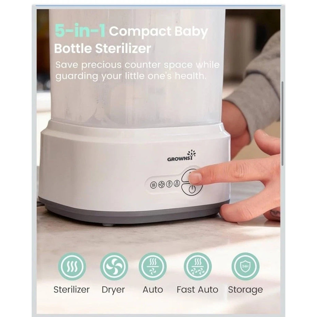 Grownsy Bottle Sterilizer and Dryer Model LS-BE916, Compact Electric Steam Baby